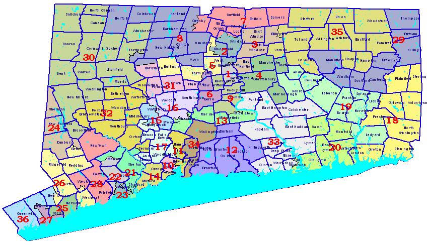2001 Senate Redistricting Map of Connecticut